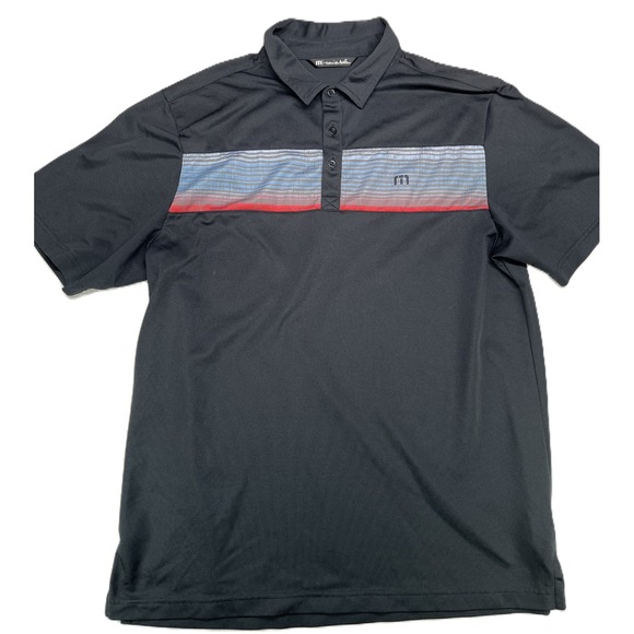 TravisMathew Other - TravisMathew Mens Golf Polo Shirt Size L Black Stripe Performance Casual